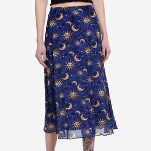 Cosmic Aura Blue‎ Celestial Midi Skirt Hot Topic Witchy Halloween